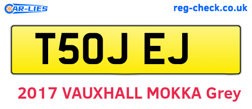 T50JEJ are the vehicle registration plates.