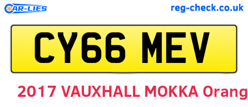 CY66MEV are the vehicle registration plates.