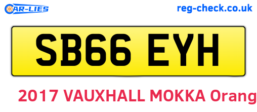 SB66EYH are the vehicle registration plates.