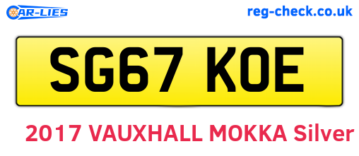 SG67KOE are the vehicle registration plates.
