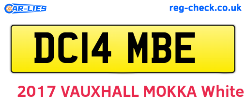 DC14MBE are the vehicle registration plates.