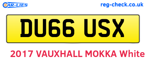 DU66USX are the vehicle registration plates.