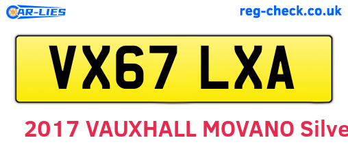 VX67LXA are the vehicle registration plates.