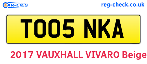 TO05NKA are the vehicle registration plates.