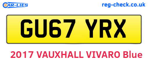 GU67YRX are the vehicle registration plates.