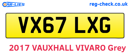 VX67LXG are the vehicle registration plates.