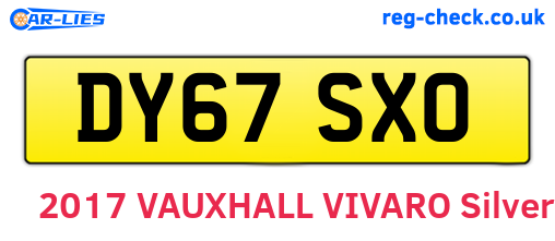 DY67SXO are the vehicle registration plates.