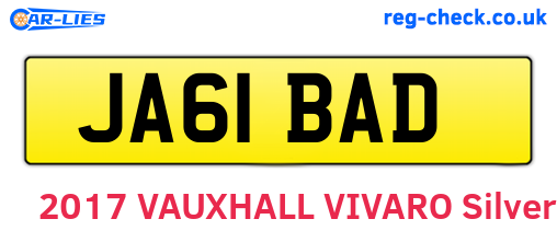JA61BAD are the vehicle registration plates.