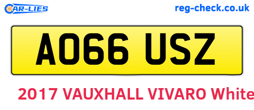 AO66USZ are the vehicle registration plates.