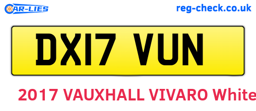 DX17VUN are the vehicle registration plates.