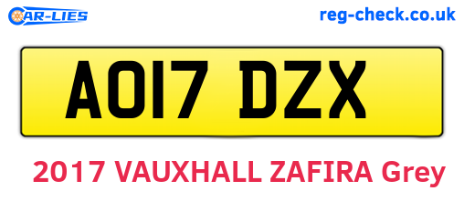 AO17DZX are the vehicle registration plates.