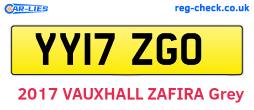 YY17ZGO are the vehicle registration plates.