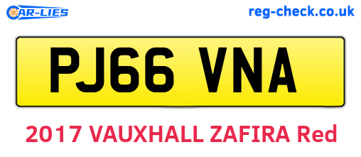 PJ66VNA are the vehicle registration plates.