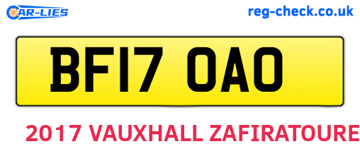 BF17OAO are the vehicle registration plates.