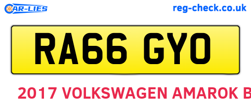 RA66GYO are the vehicle registration plates.