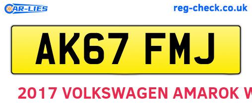 AK67FMJ are the vehicle registration plates.