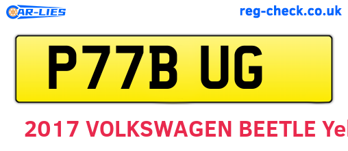 P77BUG are the vehicle registration plates.