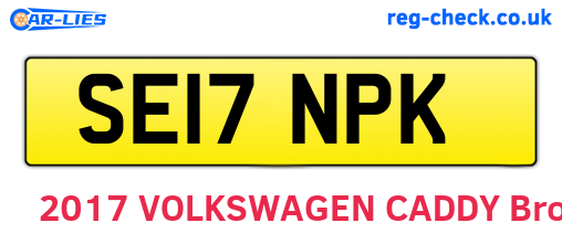 SE17NPK are the vehicle registration plates.