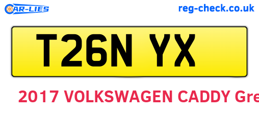 T26NYX are the vehicle registration plates.