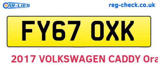 FY67OXK are the vehicle registration plates.