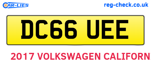 DC66UEE are the vehicle registration plates.