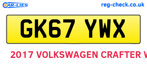 GK67YWX are the vehicle registration plates.