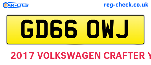 GD66OWJ are the vehicle registration plates.