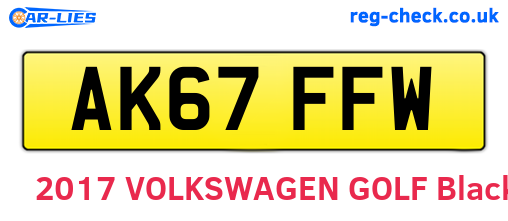 AK67FFW are the vehicle registration plates.