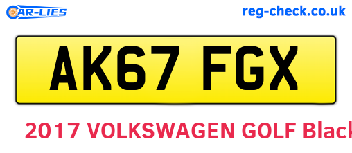 AK67FGX are the vehicle registration plates.