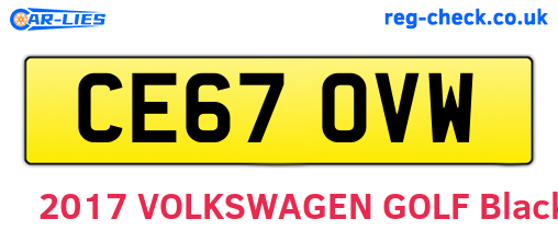 CE67OVW are the vehicle registration plates.