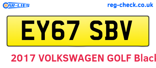 EY67SBV are the vehicle registration plates.