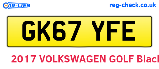 GK67YFE are the vehicle registration plates.