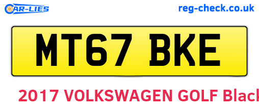 MT67BKE are the vehicle registration plates.