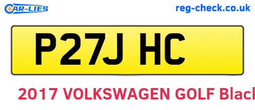 P27JHC are the vehicle registration plates.