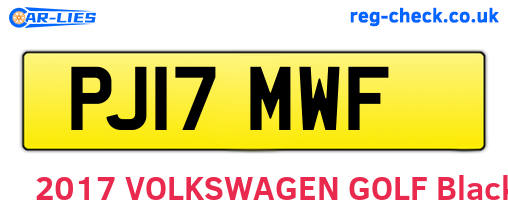 PJ17MWF are the vehicle registration plates.