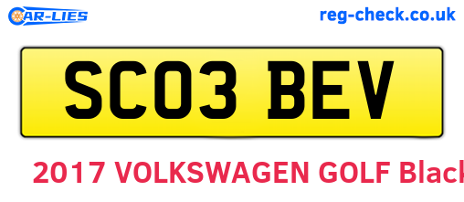 SC03BEV are the vehicle registration plates.