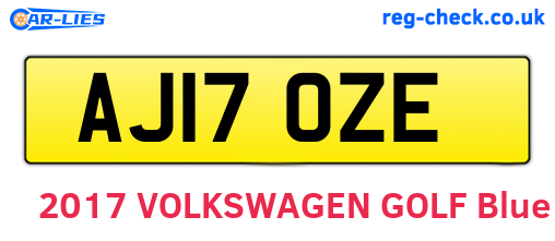 AJ17OZE are the vehicle registration plates.