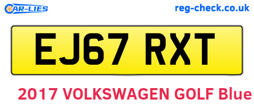 EJ67RXT are the vehicle registration plates.