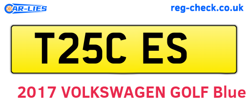 T25CES are the vehicle registration plates.