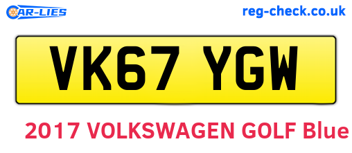 VK67YGW are the vehicle registration plates.