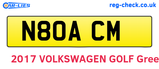 N80ACM are the vehicle registration plates.