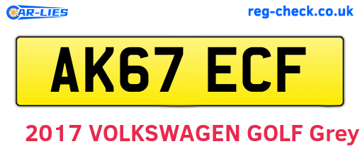 AK67ECF are the vehicle registration plates.