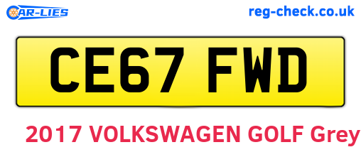 CE67FWD are the vehicle registration plates.