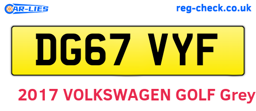 DG67VYF are the vehicle registration plates.