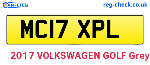 MC17XPL are the vehicle registration plates.