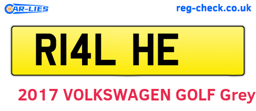 R14LHE are the vehicle registration plates.