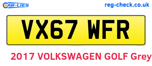 VX67WFR are the vehicle registration plates.
