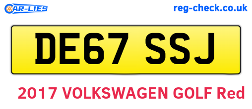 DE67SSJ are the vehicle registration plates.