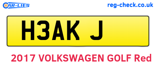 H3AKJ are the vehicle registration plates.