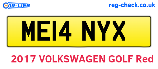ME14NYX are the vehicle registration plates.